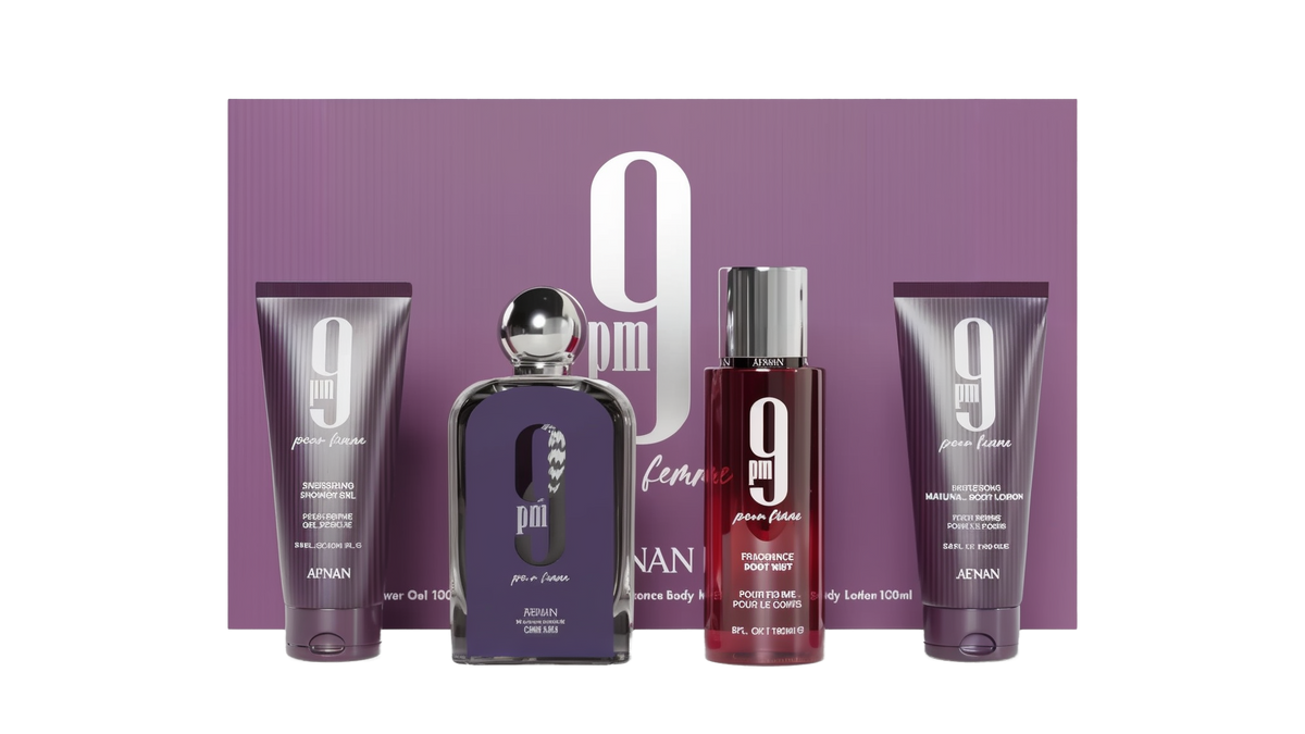 9 PM Pour Femme Gift Set by Afnan - Pour Femme - Eau De Parfum - 100ml ...