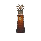The image shows a unique perfume bottle by Lattafa Pride. The bottle has a distinctive textured design resembling the bark of a palm tree in a brown gradient color. Topping the bottle is an ornate silver cap designed to mimic a palm tree, complete with de