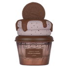 Cookie Crave Give Me Gourmand Lattafa bottle shaped like a dessert jar with cookie and chocolate details on top.