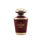 Empire Empress by Khadlaj perfume bottle, dark red matte finish with gold crown and detailed metallic trim.