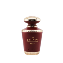 Empire Regent perfume by Khadlaj, featuring a maroon bottle with an ornate gold cap and base on a white background.