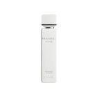 Assaf Frankel Silver perfume bottle with a tall white rectangular design, matching square cap with silver accent ring.