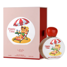 Lattafa Happy Time perfume bottle and packaging with cartoon design.