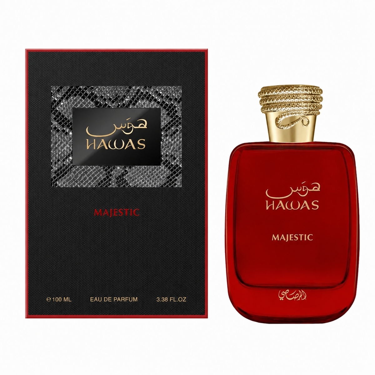 Rasasi Hawas Majestic Eau De Parfum 100ml bottle and box