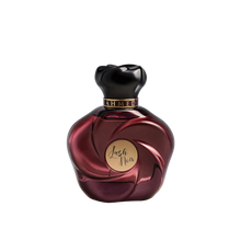 Lush Noir by Ahmed perfume bottle featuring a deep burgundy sculpted glass with a swirling pattern, gold label, black cap, and gold “AHMED” collar detail.