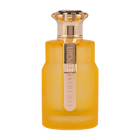 Bright yellow perfume bottle with gold crown-shaped cap and Memories of Summer branding on front.