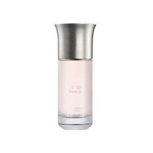 Assaf Miss Gris Dance perfume bottle with a soft blush-pink glass body and a brushed silver metal cap.