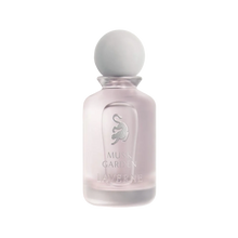 Pale pink frosted Musk Garden perfume bottle by Laverne with a matte white cap.