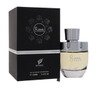 The image features a perfume product called "Rare CARBON" by AFNAN. It shows a sleek perfume bottle alongside its packaging. The bottle has a clear glass bottom where you can see the pale yellow perfume, and a metallic silver cap. The packaging is a square black box with the name "Rare CARBON" encircled by a stylized molecular design in white and grey, suggesting a theme related to carbon or elements. 