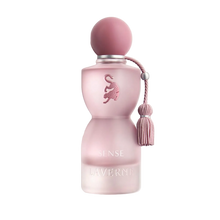 Pink frosted Sense perfume bottle by Laverne with tassel detail.