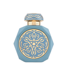 Gissah Vitus perfume in a blue and gold ornate octagonal bottle.