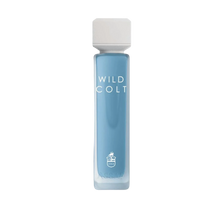 Assaf Wild Colt perfume bottle in slim blue glass with a square white cap.