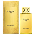 Shaghaf Oud perfume bottle and packaging with 'Swiss Arabian' branding on a white background